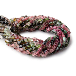 6x5-7x5mm Multi Color Tourmaline Faceted Rectangle Beads 14.5 inch 54 pieces AA (ONLINE ORDER ONLY)