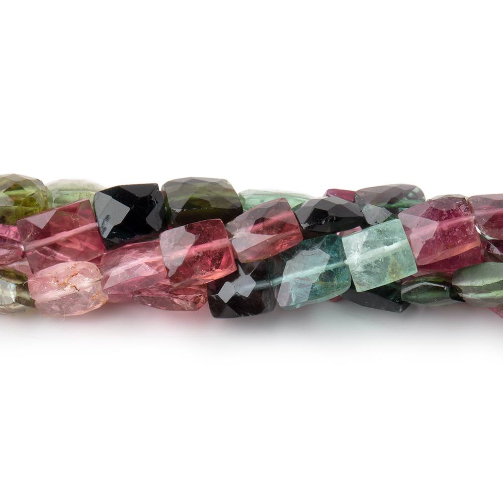 6x5-7x5mm Multi Color Tourmaline Faceted Rectangle Beads 14.5 inch 54 pieces AA (ONLINE ORDER ONLY)