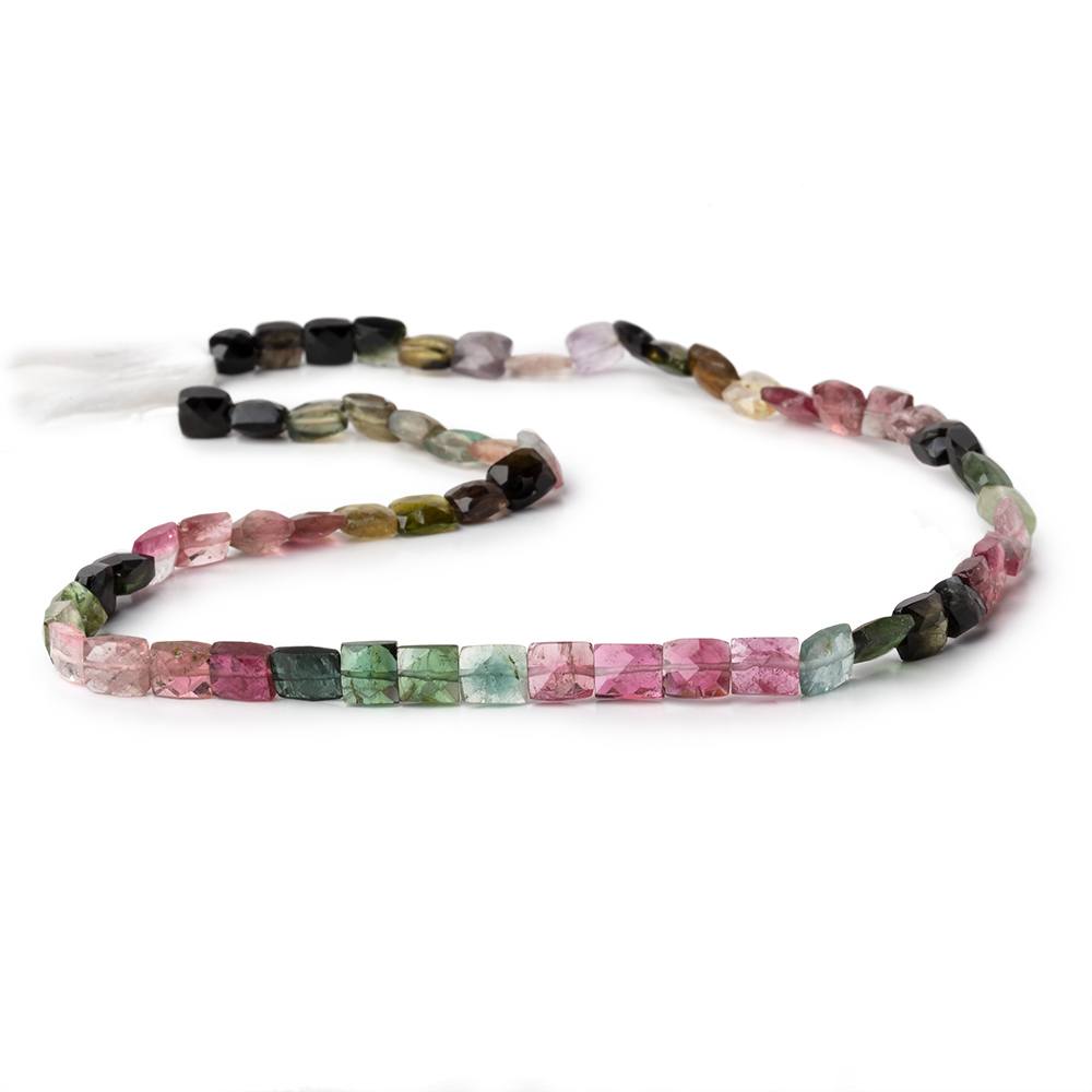 6x5-7x5mm Multi Color Tourmaline Faceted Rectangle Beads 14.5 inch 54 pieces AA (ONLINE ORDER ONLY)