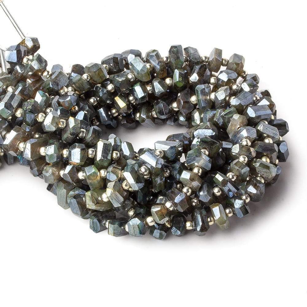 6x5-7x5mm Mystic Labradorite center drilled faceted nuggets 8 inch 33 beads (ONLINE ORDER ONLY)