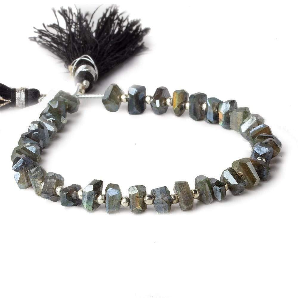 6x5-7x5mm Mystic Labradorite center drilled faceted nuggets 8 inch 33 beads (ONLINE ORDER ONLY)