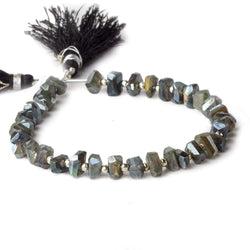 6x5-7x5mm Mystic Labradorite center drilled faceted nuggets 8 inch 33 beads (ONLINE ORDER ONLY)