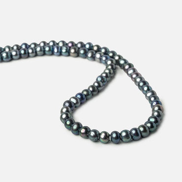 6x5-7x6mm Blue Green Peacock Off Round 2.5mm Large Hole Freshwater Pearl 75 pcs (ONLINE ORDER ONLY)