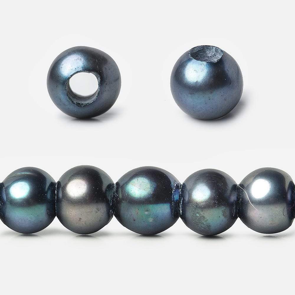 6x5-7x6mm Blue Green Peacock Off Round 2.5mm Large Hole Freshwater Pearl 75 pcs (ONLINE ORDER ONLY)