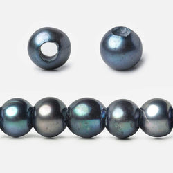 6x5-7x6mm Blue Green Peacock Off Round 2.5mm Large Hole Freshwater Pearl 75 pcs (ONLINE ORDER ONLY)