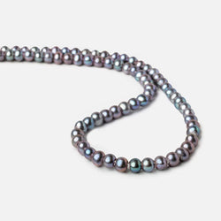 6x5-7x6mm Blue Peacock Silver Off Round 2.5mm Large Hole Freshwater Pearl 75 pcs (ONLINE ORDER ONLY)