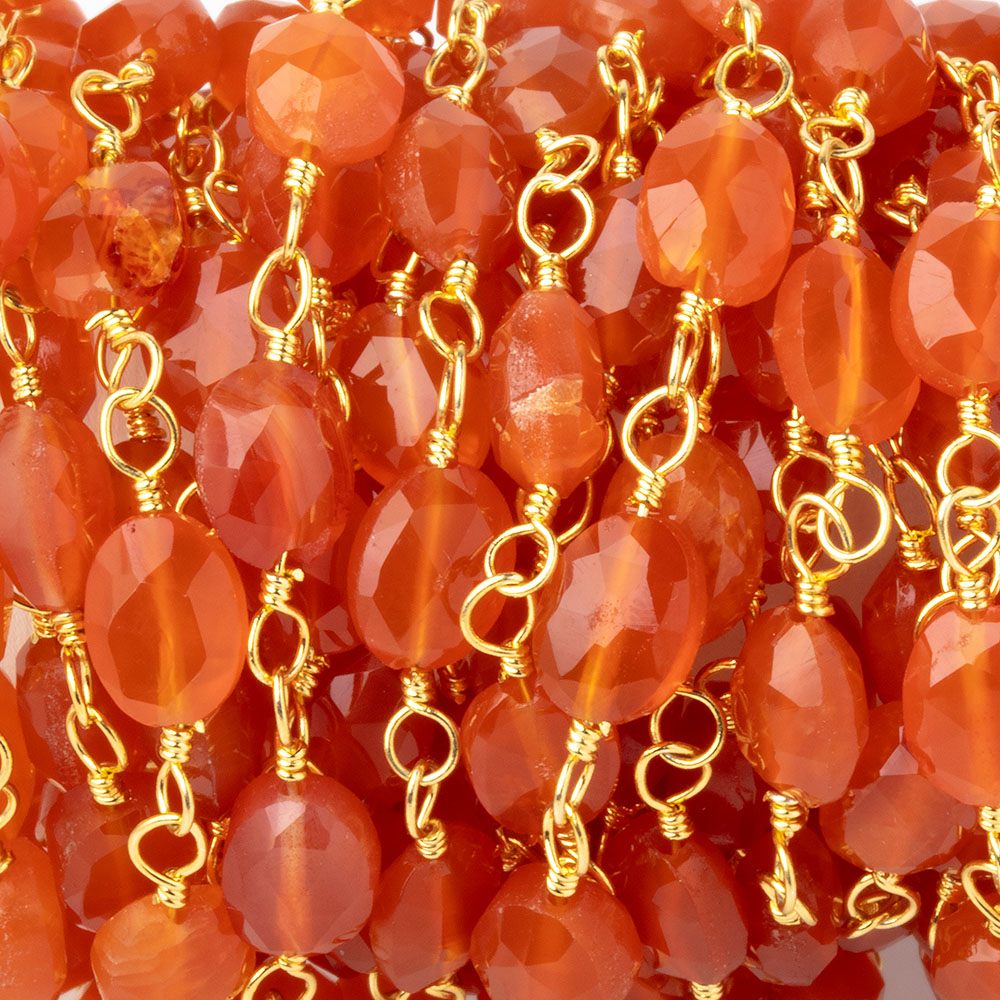 6x5-7x6mm Carnelian Faceted Ovals on Gold Plated Chain (ONLINE ORDER ONLY)