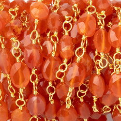 6x5-7x6mm Carnelian Faceted Ovals on Gold Plated Chain (ONLINE ORDER ONLY)