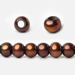 6x5-7x6mm Cinnamon Brown Off Round 2.5mm Large Hole Freshwater Pearl 75 pcs (ONLINE ORDER ONLY)