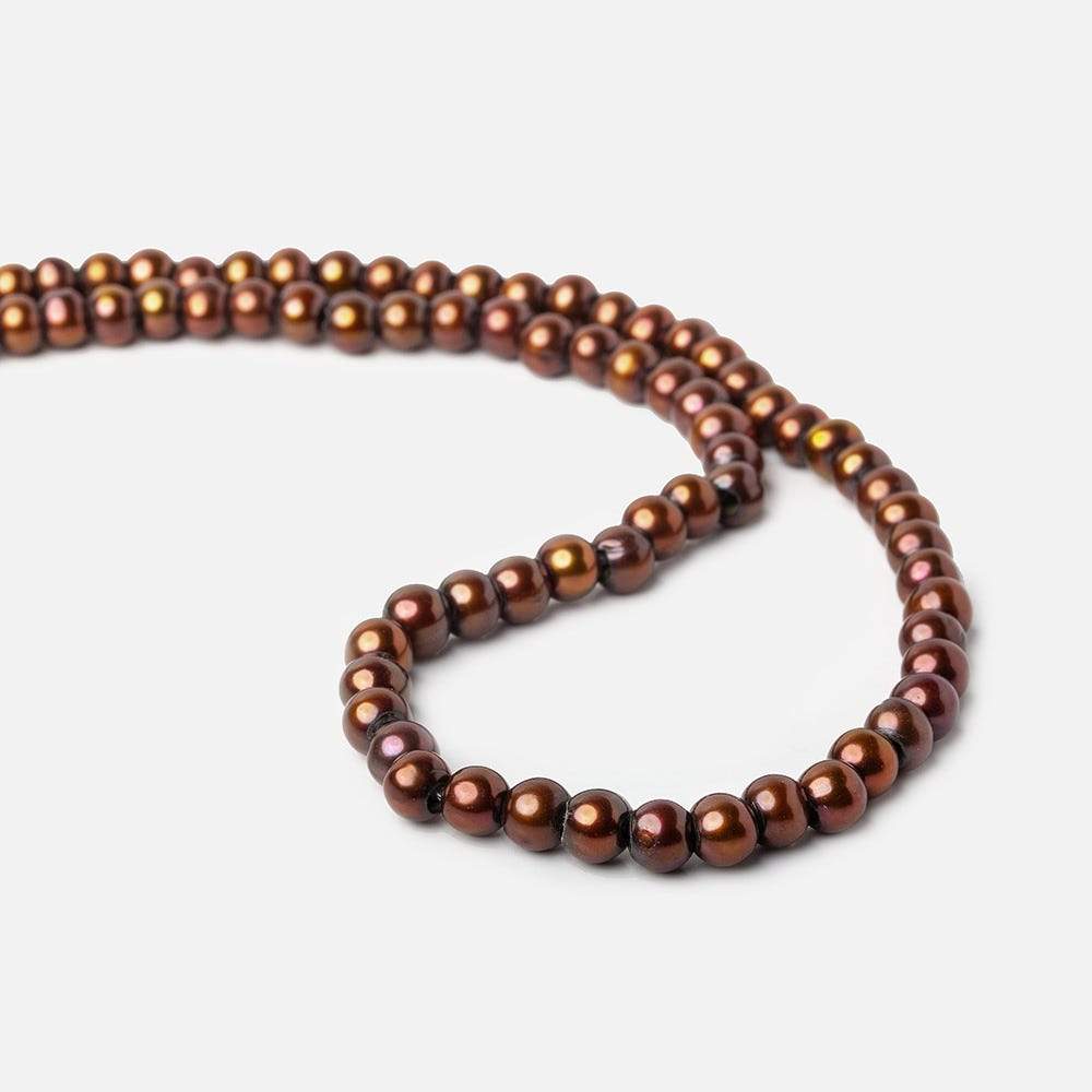 6x5-7x6mm Cinnamon Brown Off Round 2.5mm Large Hole Freshwater Pearl 75 pcs (ONLINE ORDER ONLY)
