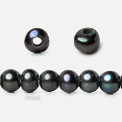 6x5-7x6mm Dark Navy Silver Off Round 2.5mm Large Hole Freshwater Pearl 75 pcs (ONLINE ORDER ONLY)