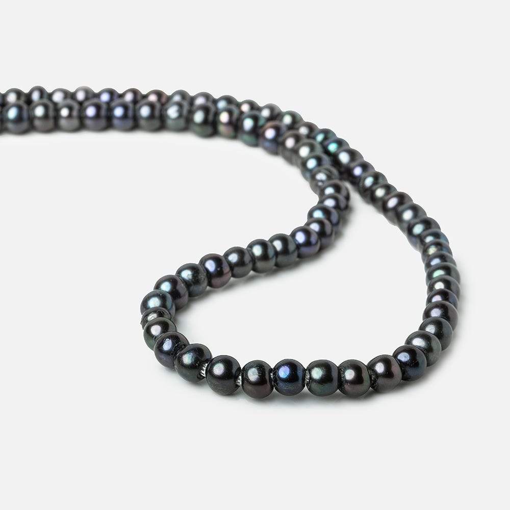 6x5-7x6mm Dark Navy Silver Off Round 2.5mm Large Hole Freshwater Pearl 75 pcs (ONLINE ORDER ONLY)