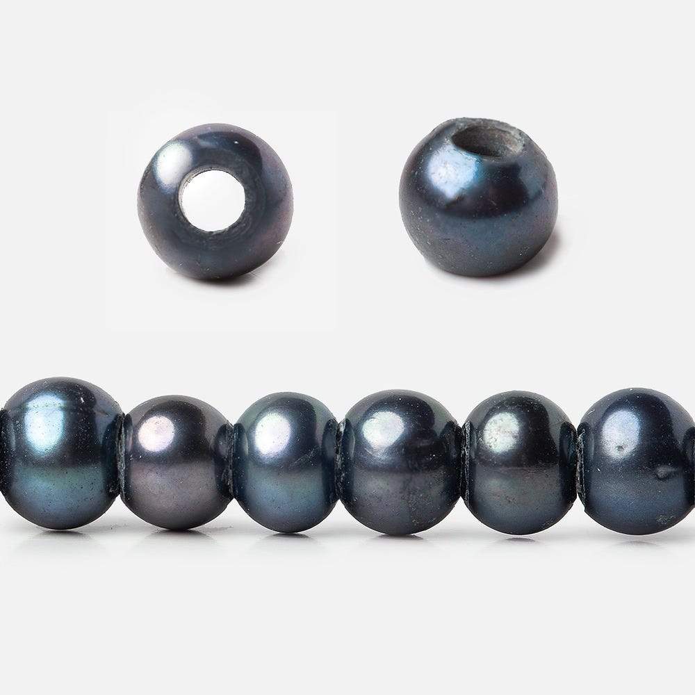 6x5-7x6mm Dark Peacock Off Round 2.5mm Large Hole Freshwater Pearl 75 pcs (ONLINE ORDER ONLY)