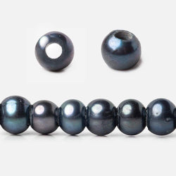 6x5-7x6mm Dark Peacock Off Round 2.5mm Large Hole Freshwater Pearl 75 pcs (ONLINE ORDER ONLY)