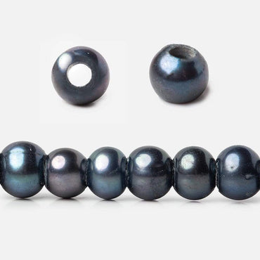 6x5-7x6mm Dark Peacock Off Round 2.5mm Large Hole Freshwater Pearl 75 pcs (ONLINE ORDER ONLY)