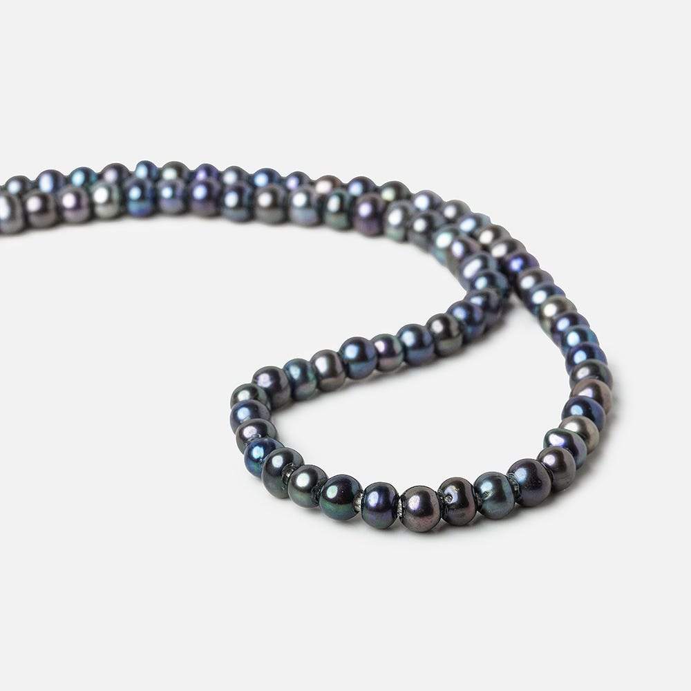 6x5-7x6mm Dark Peacock Off Round 2.5mm Large Hole Freshwater Pearl 75 pcs (ONLINE ORDER ONLY)