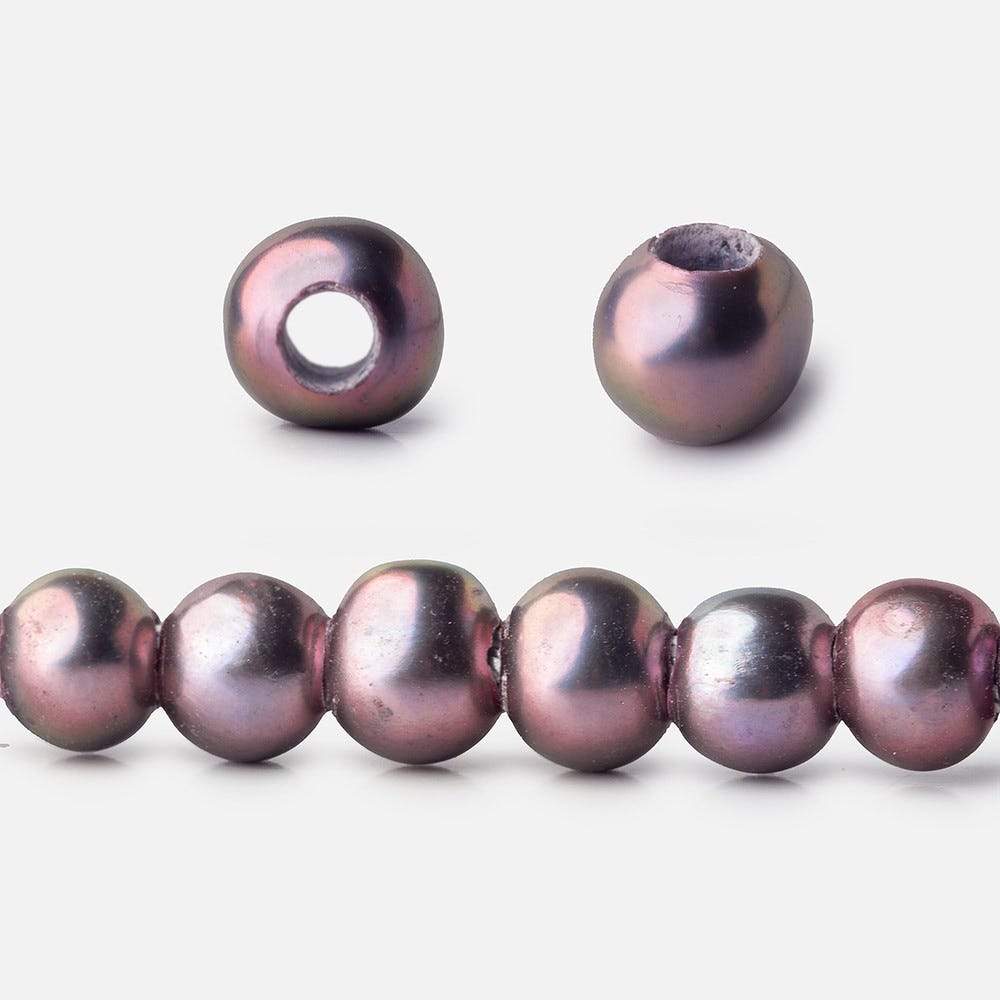 6x5-7x6mm Pink Peacock Silver Off Round 2.5mm Large Hole Freshwater Pearl 75 pcs (ONLINE ORDER ONLY)