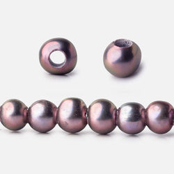 6x5-7x6mm Pink Peacock Silver Off Round 2.5mm Large Hole Freshwater Pearl 75 pcs (ONLINE ORDER ONLY)