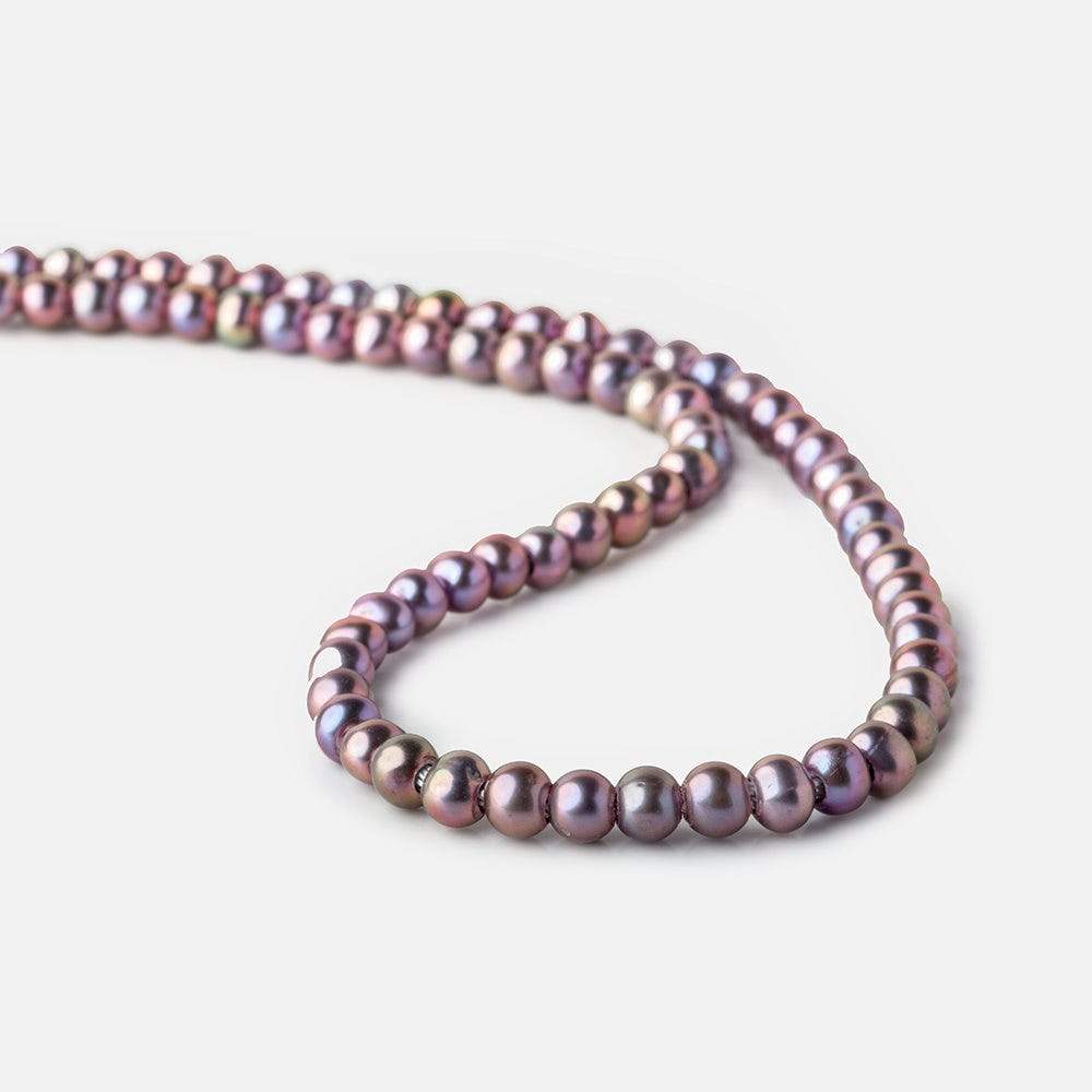 6x5-7x6mm Pink Peacock Silver Off Round 2.5mm Large Hole Freshwater Pearl 75 pcs (ONLINE ORDER ONLY)