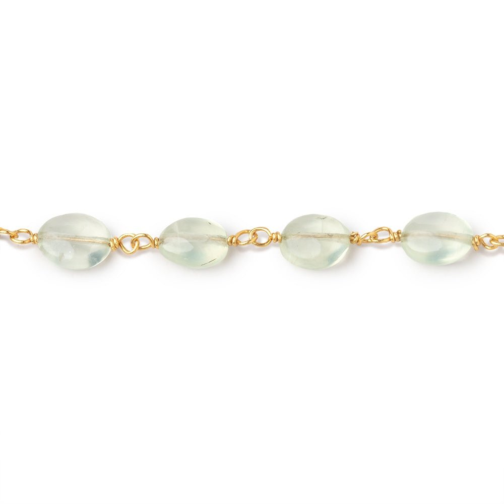 6x5-7x6mm Prehnite Plain Oval Beads on Vermeil Chain (ONLINE ORDER ONLY)