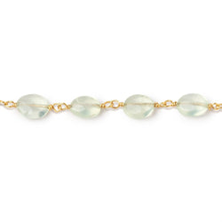 6x5-7x6mm Prehnite Plain Oval Beads on Vermeil Chain (ONLINE ORDER ONLY)