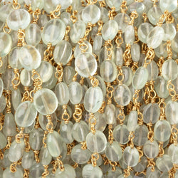 6x5-7x6mm Prehnite Plain Oval Beads on Vermeil Chain (ONLINE ORDER ONLY)