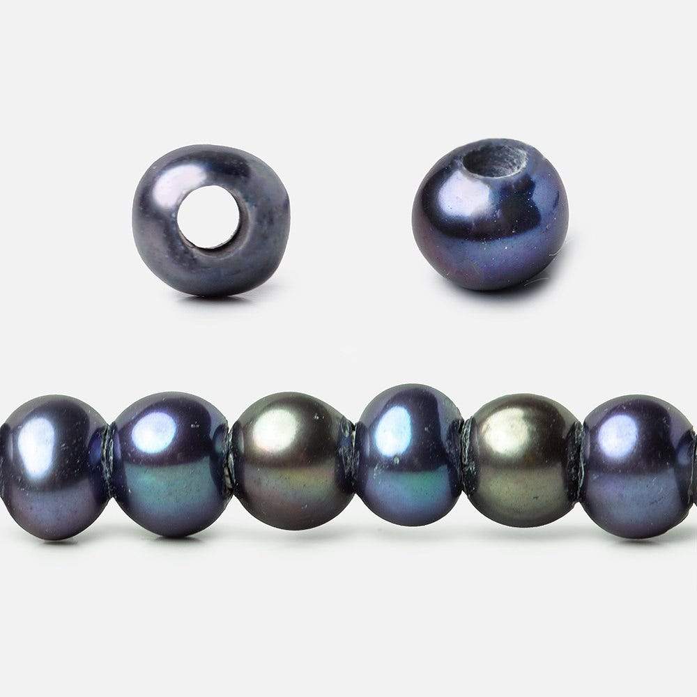 6x5-7x6mm Shaded Navy Off Round 2.5mm Large Hole Freshwater Pearl 75 pcs (ONLINE ORDER ONLY)