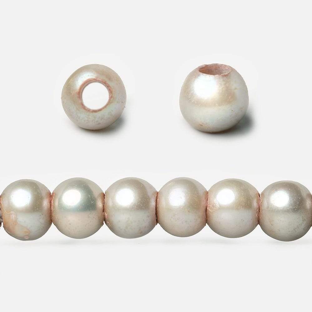 6x5-7x6mm Venetian Silver Off Round 2.5mm Large Hole Freshwater Pearl 75 pieces (ONLINE ORDER ONLY)