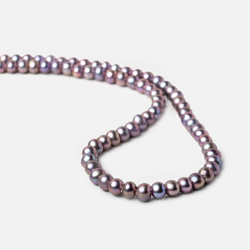 6x5-7x6mm Violet Peacock Off Round 2.5mm Large Hole Freshwater Pearl 75 pcs (ONLINE ORDER ONLY)