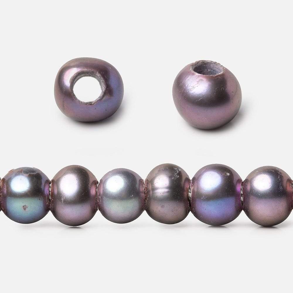 6x5-7x6mm Violet Peacock Off Round 2.5mm Large Hole Freshwater Pearl 75 pcs (ONLINE ORDER ONLY)