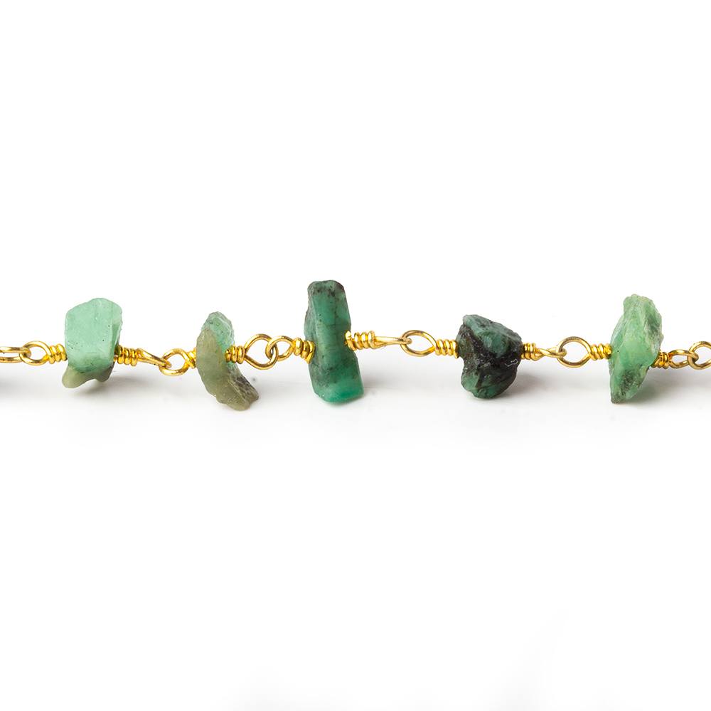 6x5-8x4mm Matte Emerald Chips Gold plated Chain by the foot 34 pieces (ONLINE ORDER ONLY)