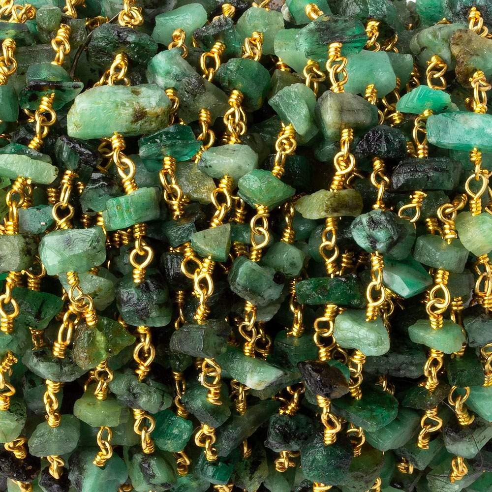 6x5-8x4mm Matte Emerald Chips Gold plated Chain by the foot 34 pieces (ONLINE ORDER ONLY)