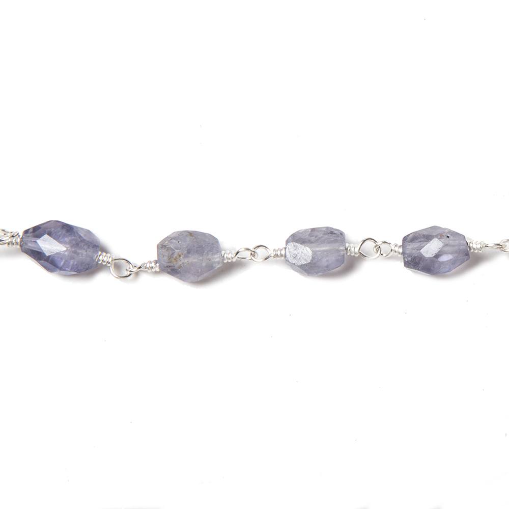 6x5-8x5mm Iolite faceted nugget Silver Chain by the foot 21 pieces (ONLINE ORDER ONLY)