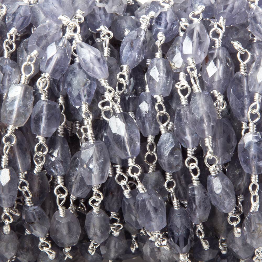 6x5-8x5mm Iolite faceted nugget Silver Chain by the foot 21 pieces (ONLINE ORDER ONLY)