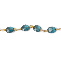 6x5-8x5mm London Blue Topaz Beads Faceted Oval with Vermeil Chain by the foot (ONLINE ORDER ONLY)