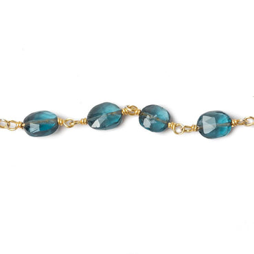 6x5-8x5mm London Blue Topaz Beads Faceted Oval with Vermeil Chain by the foot (ONLINE ORDER ONLY)