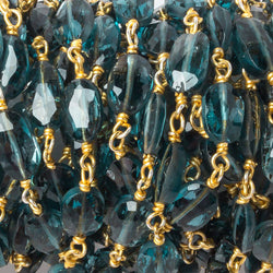 6x5-8x5mm London Blue Topaz Beads Faceted Oval with Vermeil Chain by the foot (ONLINE ORDER ONLY)