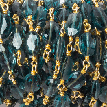 6x5-8x5mm London Blue Topaz Beads Faceted Oval with Vermeil Chain by the foot (ONLINE ORDER ONLY)