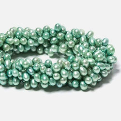 6x5-8x6mm Mint Green Top Drilled Oval Freshwater Pearls 16 inch 84 pieces (ONLINE ORDER ONLY)