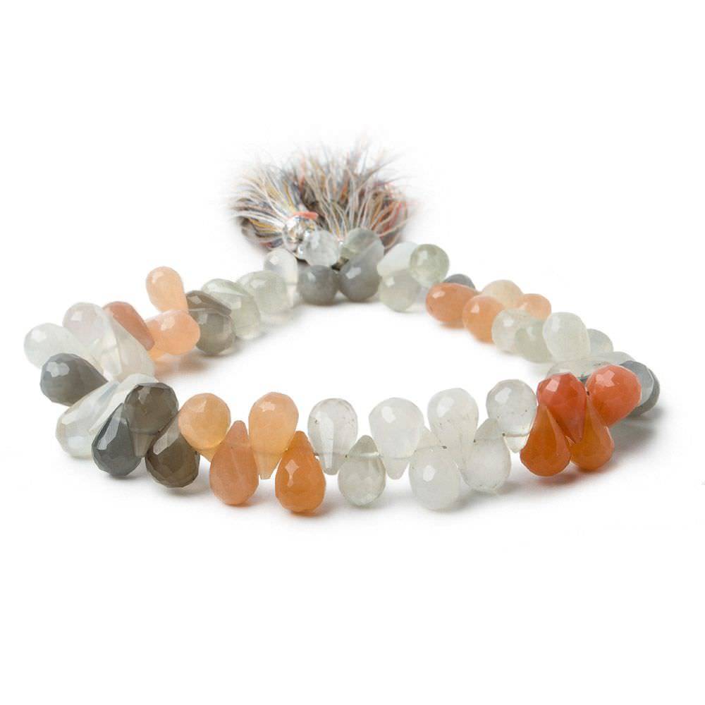 6x10mm Multi Color Moonstone Faceted Tear Drop Beads 8 inch 59 beads AA (ONLINE ORDER ONLY)