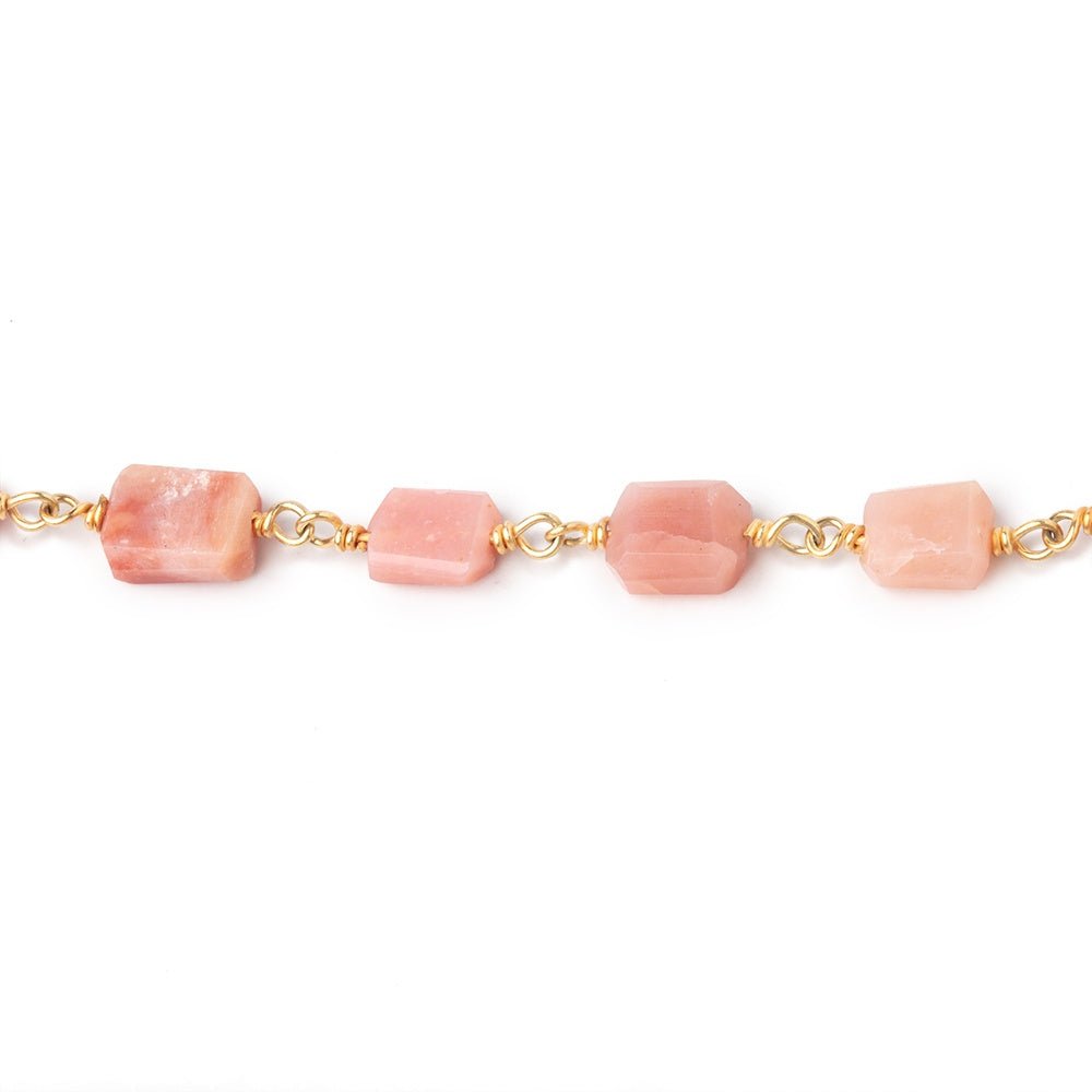 6x5-8x6mm Pink Peruvian Opal Faceted Nugget Beads on Vermeil Chain (ONLINE ORDER ONLY)