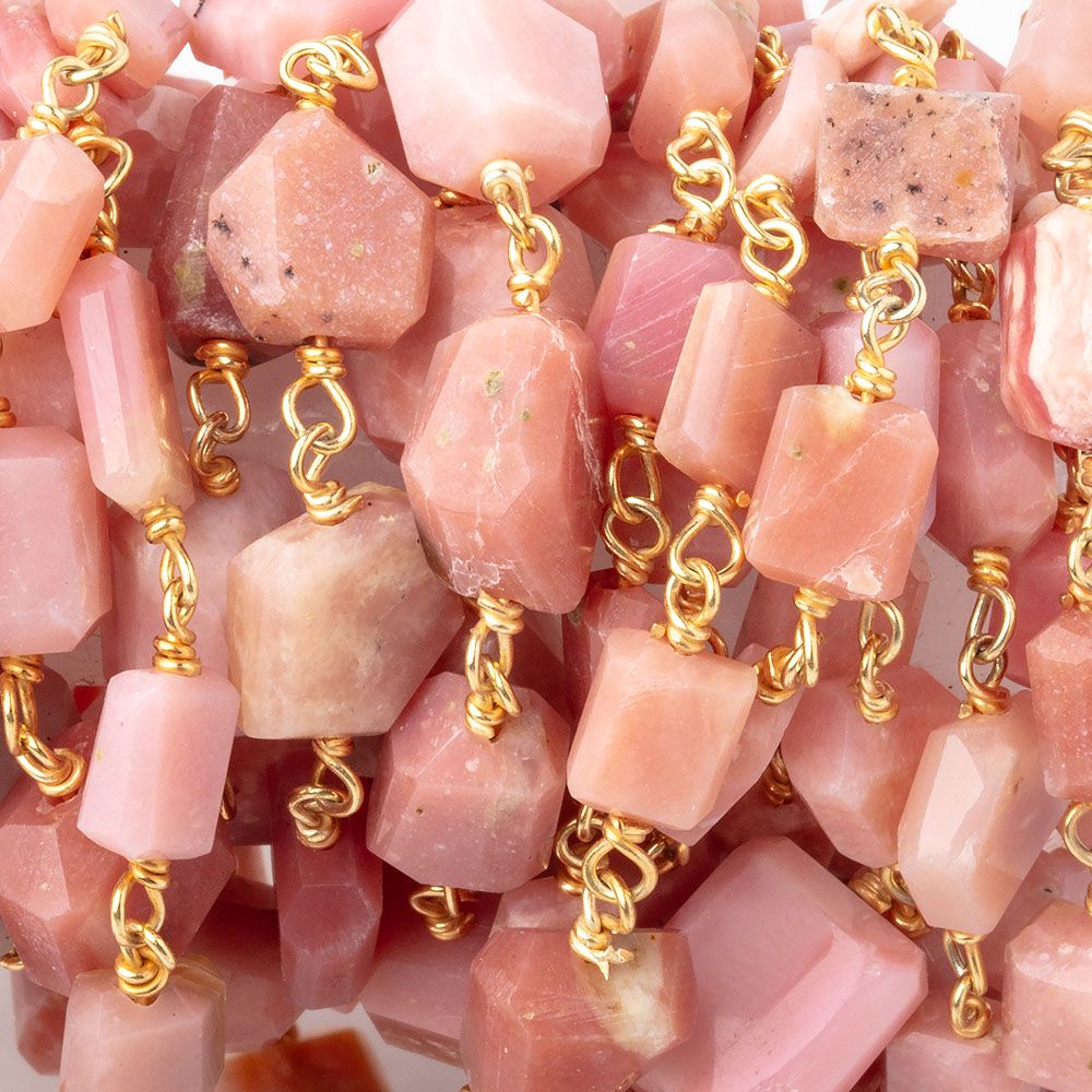 6x5-8x6mm Pink Peruvian Opal Faceted Nugget Beads on Vermeil Chain (ONLINE ORDER ONLY)