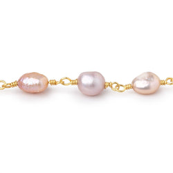 6x5-8x6mm Rose Pink Baroque Pearls on Gold Plated Chain (ONLINE ORDER ONLY)