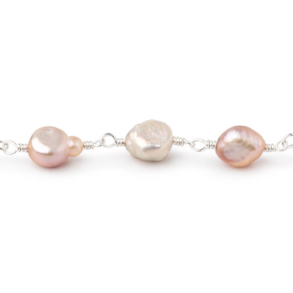 6x5-8x6mm Rose Pink Baroque Pearls on Silver Plated Chain (ONLINE ORDER ONLY)