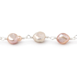 6x5-8x6mm Rose Pink Baroque Pearls on Silver Plated Chain (ONLINE ORDER ONLY)
