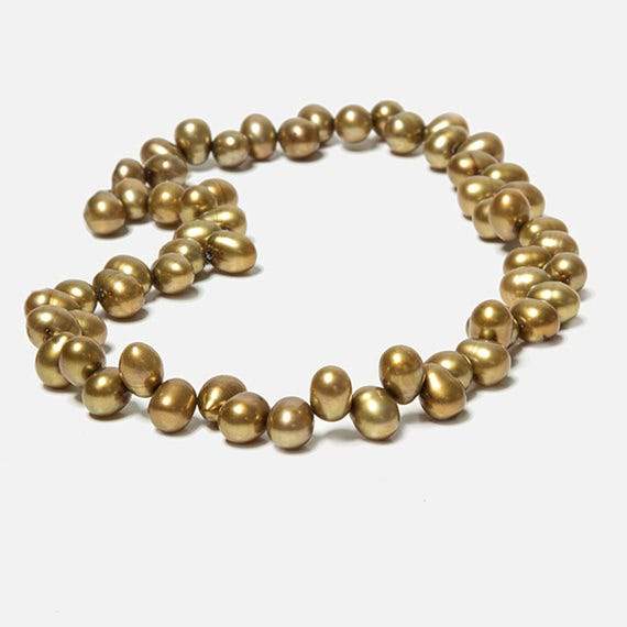 6x5-9x6mm Antique Gold Top Drilled Oval Freshwater Pearls 15.5 inch 77 pieces (ONLINE ORDER ONLY)