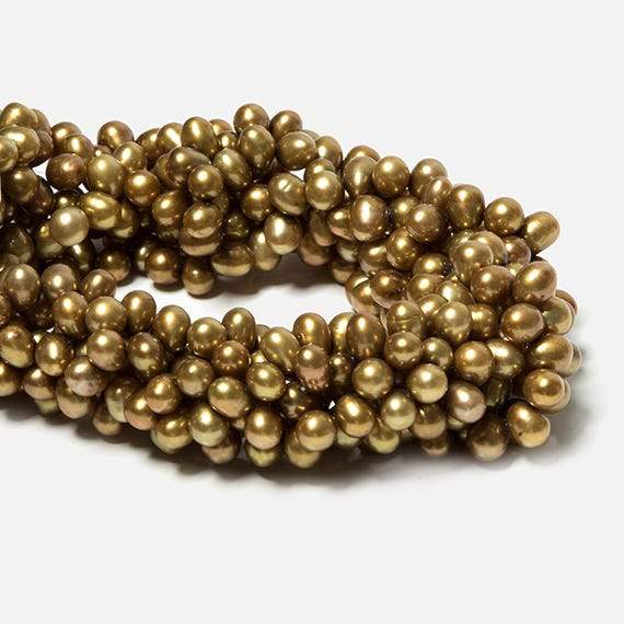 6x5-9x6mm Antique Gold Top Drilled Oval Freshwater Pearls 15.5 inch 77 pieces (ONLINE ORDER ONLY)