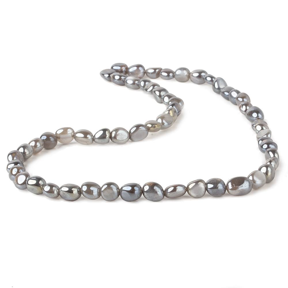 6x5-9x6mm Mystic Platinum Grey Moonstone plain nuggets 16 inch 55 beads (ONLINE ORDER ONLY)
