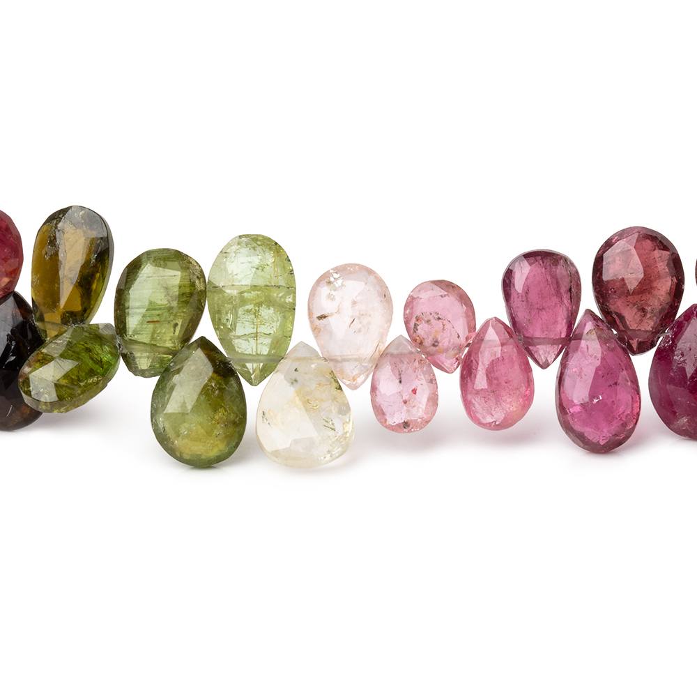 6x5-9x7mm Multi Color Tourmaline Faceted Pear Beads 8.5 inch 66 pieces (ONLINE ORDER ONLY)
