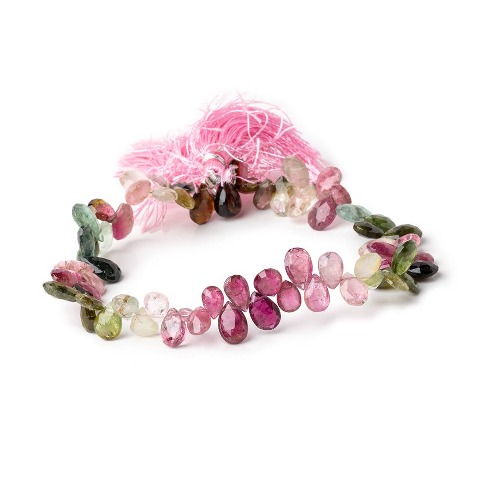 6x5-9x7mm Multi Color Tourmaline Faceted Pear Beads 8.5 inch 66 pieces (ONLINE ORDER ONLY)